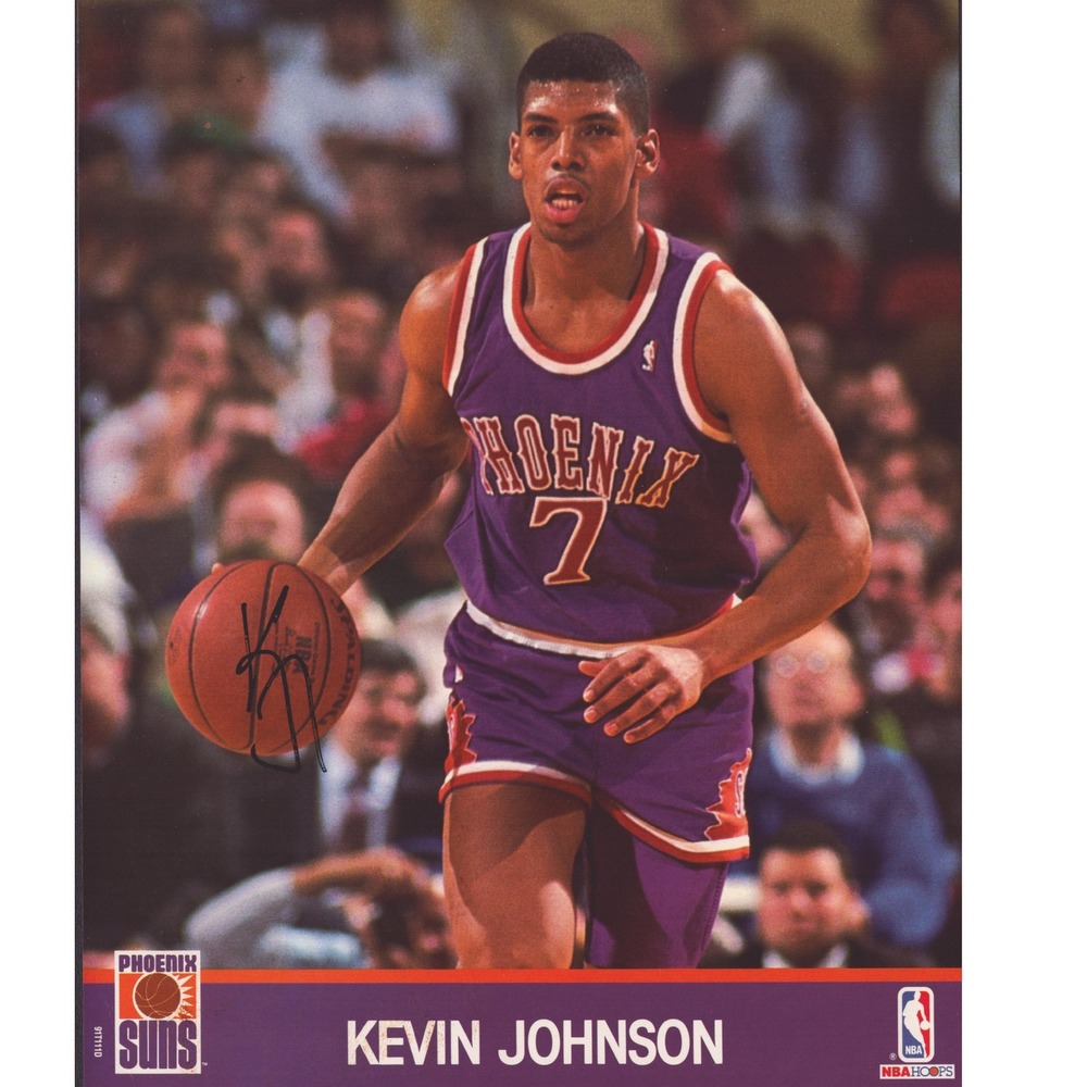 Signed 1991 NBA Hoops Kevin Johnson Phoenix Suns Oversized Card Photo 8.5x9.8